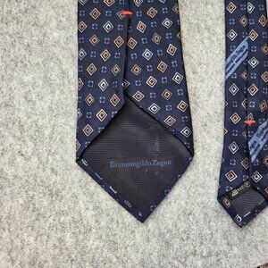 Ermenegildo Zegna Purple and Orange Geometric Pattern Tie (4")